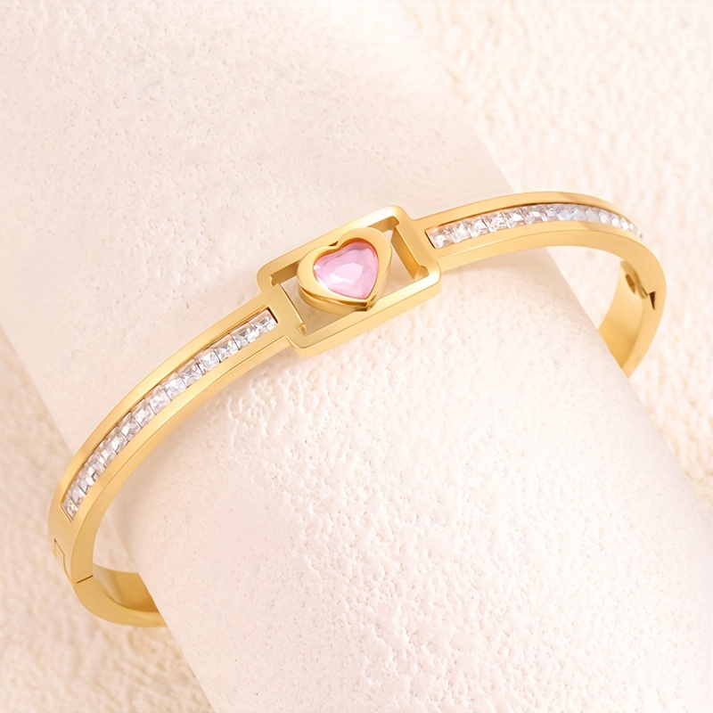Casual Style Heart-Shaped Rhinestone Bracelet